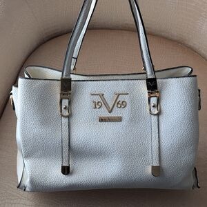Versace White and Gold Tote Bag